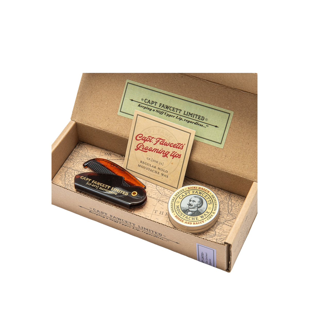 Booze & Baccy Moustache Wax & Comb Gift Set