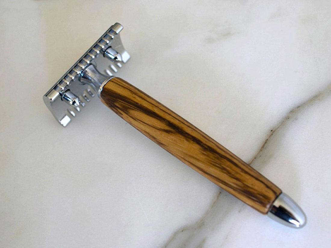 Safety Razor Zebrano Wood - Open Kam