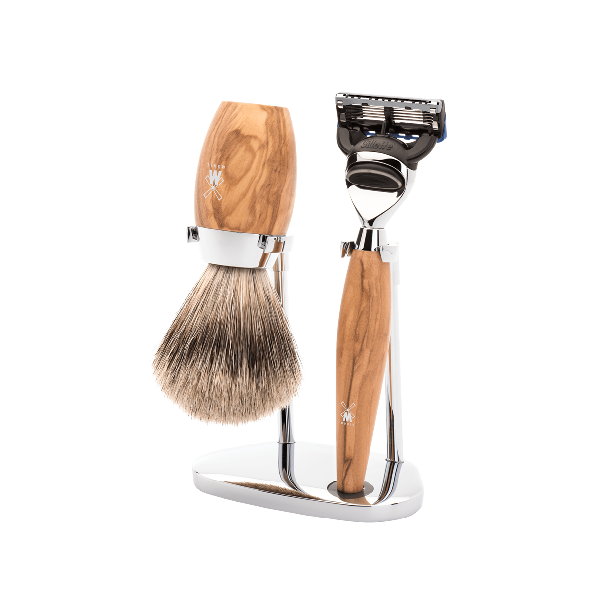 Kosmo Fusion Shaving Set Olive Wood 3-Piece