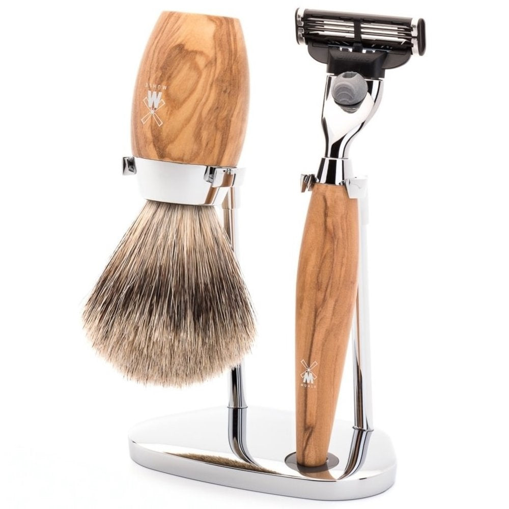 Kosmo Scheerkwast & Razor Standaard Chroom