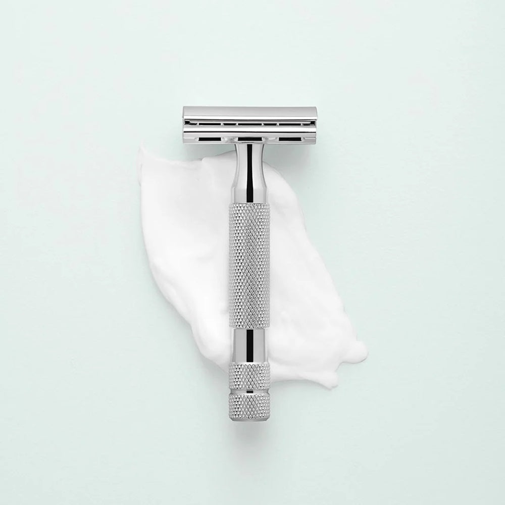 2C Double Edge Safety Razor White Chrome