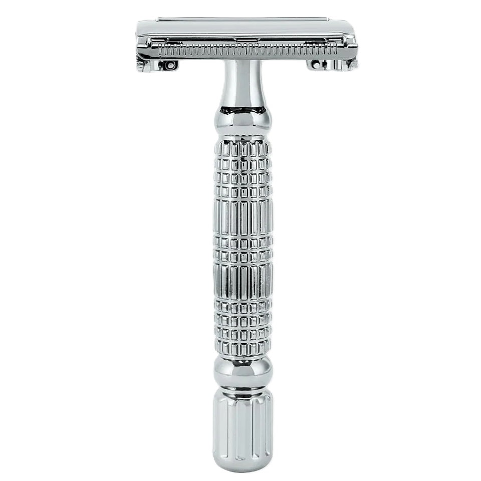 R1 Double Edge Safety Razor White Chrome