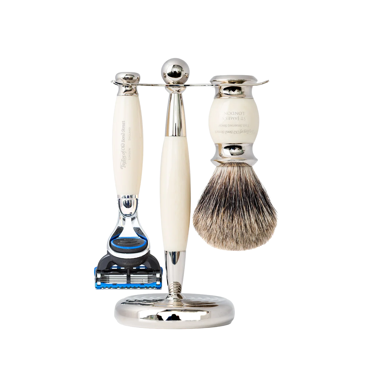 Edwardian Fusion Pure Badger Shaving Set Ivory 3-Piece